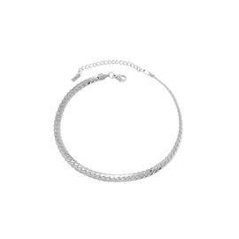 Fashion 21 Stainless Steel Chain Anklet for Women Adjustable Ankle Bracelet (P: Concave Cuban (Silver 4.5mm))