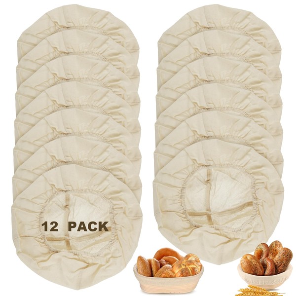 EATHEATY 12 Packs 10 inch Bread Basket Liner Cloth, Natural