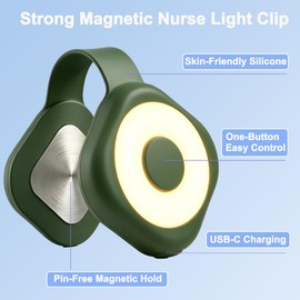 Nurse Night Light Clip for Badge, Rechargeable Magnetic Badge Light with 6 Brightness & 3 Color Modes, Hands-Free Nurse Essentials for Night Shift, Purse Light for Walking, Camping (1 Pack-Green)