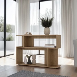 Living Room Engineered Wood Side Table with Open Storage Shelves - Natural Oak Accent End Table for Home DecorSize: 8.10 21.70 32.20 Product weight (pounds): 29.63, color: Beige