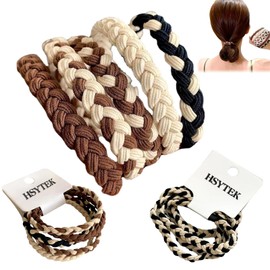 Pack of 10 Hair Bobbles Women's Multicoloured, Black White Hair Scrunchies, Braided, Milk Coffee Colour Head Rope, Female, Elastic Hair Bands for Women/Girls, Thick and Curly Hair