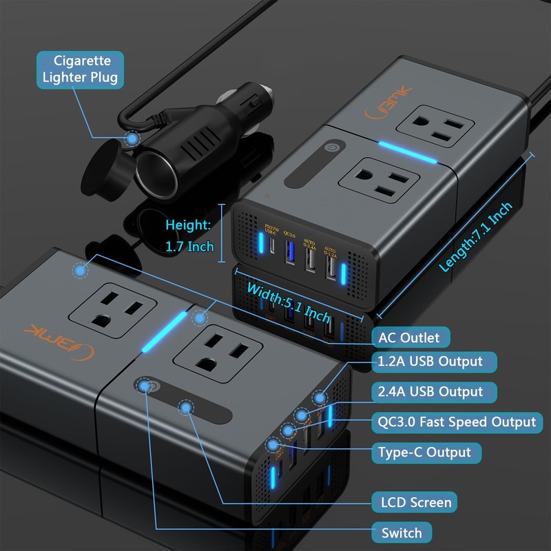 BMK 200W Car Power Inverter Newly Car Plug Adapter Outlet
