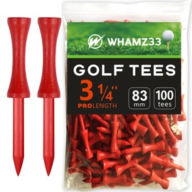 Step Down Golf Tees 2-1/8"or 2-3/4"or 3-1/4" 100 Pack Durable Wooden Bamboo Golf Castle Tees (Red, 3 1/4 inch)