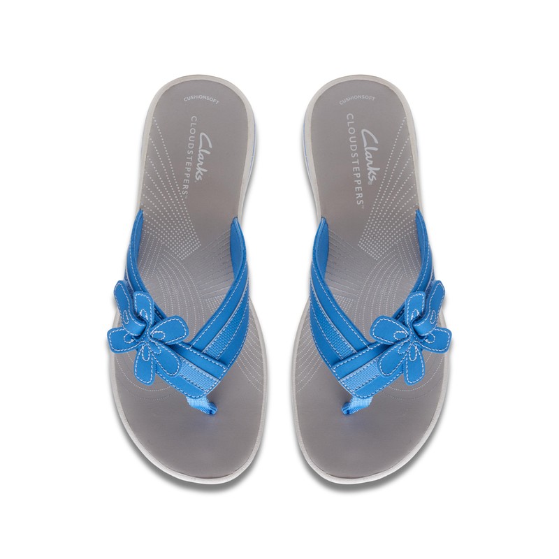 Clarks Chanclas Brinkley Flora para mujer, azul Synthetic, 6 US