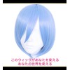 CaseEden 6114 Premium Cosplay Wig, Smooth, Short Hair, Light Blue,
