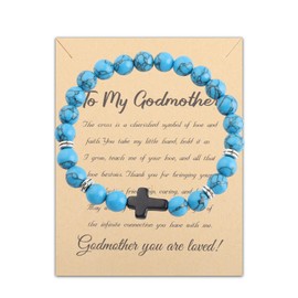 FUSTMW Godmother Bracelet Gifts Religious Jewelry Christening Gifts Baptism Gifts for Godmothers Birthday Gifts from Godchild (GM BR blue)