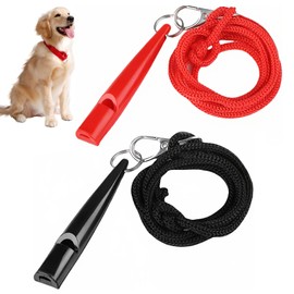 OIHCAZ Dog Whistles for Recall, 2PCS Dog Whistle with Lanyard for Dog Training, Loud 5000Hz ABS Distance Recall Whistle for All Dog Breeds and Ages(Black & Red)