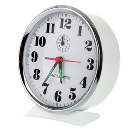 AcuRite 15606 Vintage Alarm Clock, White