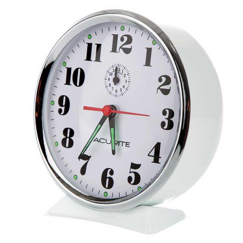AcuRite 15606 Vintage Alarm Clock, White
