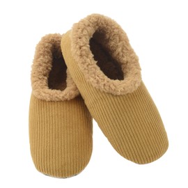 Snoozies Comfy Slippers for Men with Sherpa Fleece Lining and Non-Skid Sole, Corduroy Mens Slippers Size 11-12 (Tan, Large)