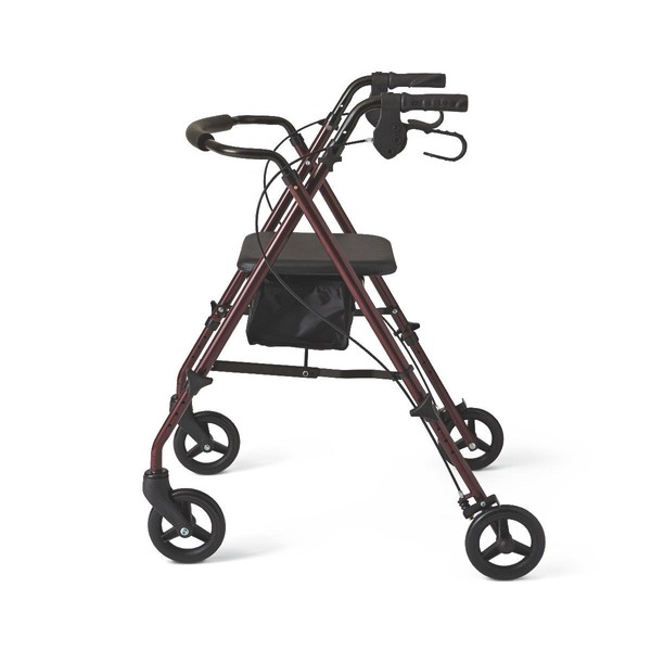 Medline MDS86825SLRS Ultralight Rollator with 6" Wheels, Burgundy