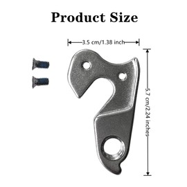 2 PCS Bike Rear Derailleur Hanger Durable Bike Derailleurs Bicycle Rear Derailleur Hanger MTB Road Bike Frame Gear Parts Dropout Adapter WG008-SL Silver 2.24x1.38''