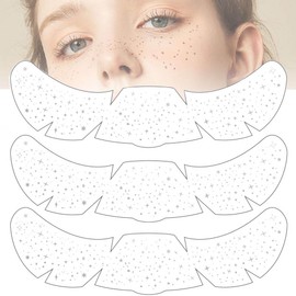 Yesallwas 6 Sheets Glitter Freckles Face Tattoo,Temporary Face Cosmetic Glitter Speckles Patches For Women's Party Holiday (Silver)