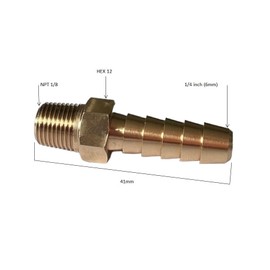 PrecisionGeek - Hose Barb Fitting Straight NPT 1/8 x 1/4 Inch (6mm) Male Thread Pipe Connector for Water Air Fuel Tube - Set of 1 pieces