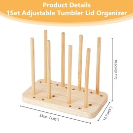 DICOSMETIC Bamboo Lid Storage Rack Bottle Cup Dish Drying Rack Kitchen Plates Holder Cup Wooden Lid Holder Cabinet Organizer for Dish Plate Bowl Cup Pot Lid Cutting Board