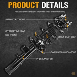 Front Struts & Coil Spring Assembly Shocks Absorber fit for Ford Explorer FWD 2011 2012 2013, 172620 172621, 2PCS