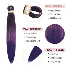 Beyond Beauty Braiding Hair pre stretched, Braids Synthetic Fiber Ombre Yaki Texture, Natural Easy Twist Braids Crochet Hair Hot Water Setting hair extensions