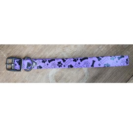 New Purple Biothane Dog Collar with Paws & Dog Bone