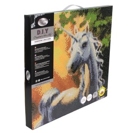 Crystal Art Medium Framed Mounted Wall Art Kit (11.8in x 11.8in) - Sunshine Unicorn - Diamond Painting Kit for ages 8 and up