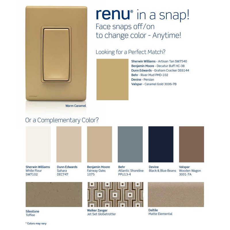 Leviton Renu RER20-WC Tamper-Resistant Outlet, 20A-125VAC (Warm Caramel)