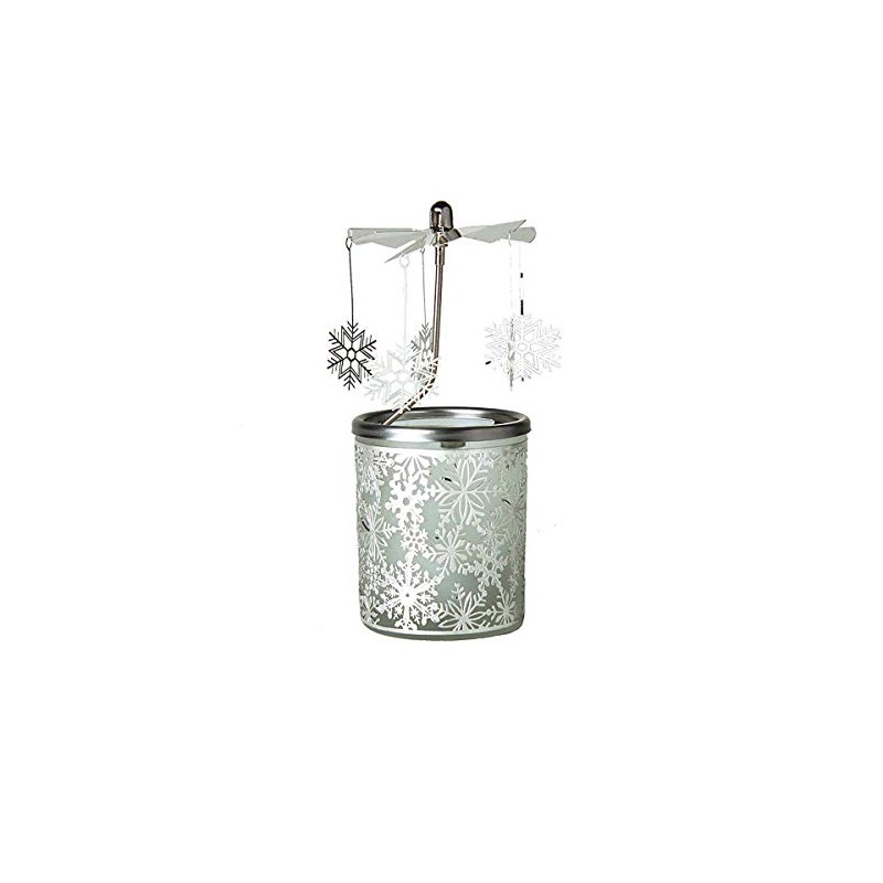 Kerzenfarm Snowflake Rotary Carousel for Tealights, Metal and Glass, 16.5cm