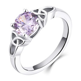 YL Celtic Knot Rings for Women 925 Sterling Silver Created Alexandrite 18k White Gold Plated Statement Rings-size8