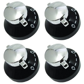 Stoves Gas Hob Oven Cooker Knobs Flame Control Switch (Pack of 4, Black/Silver)