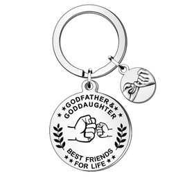 HULALA Godfather Goddaughter Keyring Keychain Key Rings Gifts For Christening Birthday Christmas Fathers Day