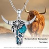 KoyeKei Cow Skull Necklace for Cowgirl Cowboy 925 Sterling Silver