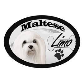 DGS Originals Maltese Limo Oval Dog Magnet for Cars and such