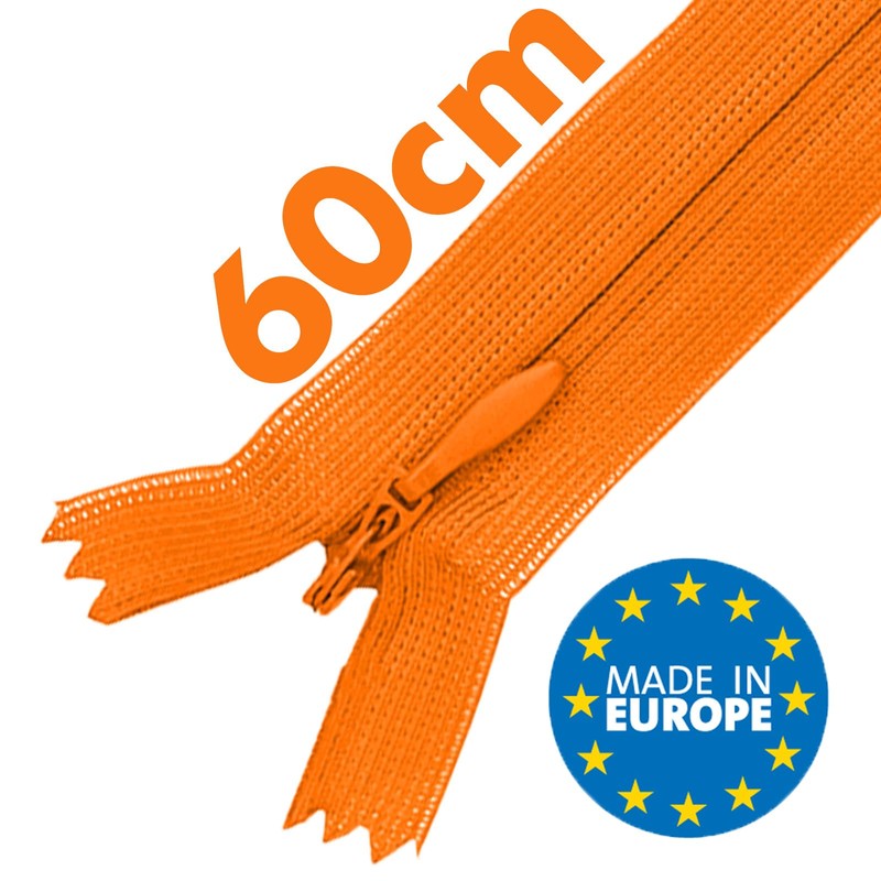 MARARDI [Pack of 5 Invisible Zippers [Orange] Nylon [60 cm]