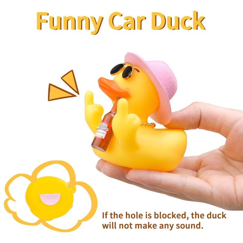 CoFuBcad 2.75" Yellow Duck Dashboard Decoration, Duck Car Ornament Cute