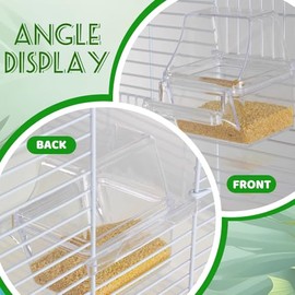 Pack de 4 comederos para pájaros para jaula, comedero colgante transparente sin derrames para loros, dispensador de comida y agua con ranura de plástico, accesorios para jaula de pájaros pa