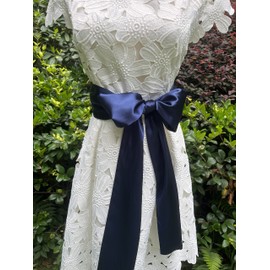 LORDRIE Women Satin Sash Belts For Bridal Bridesmaid Dresses Girls Waist Belts For Special Occasion, Navy, Medium