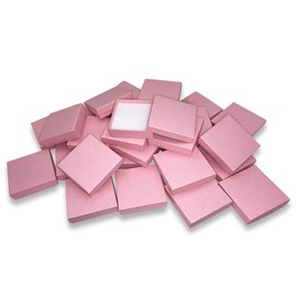 N'icePackaging 12 Qty - Light Sunset-Pink Cotton Filled Gift Boxes - Size 3 1/2" x 3 1/2" x 7/8" - USA Made - Holidays/Birthdays/Sales/Storage/Display/Travel