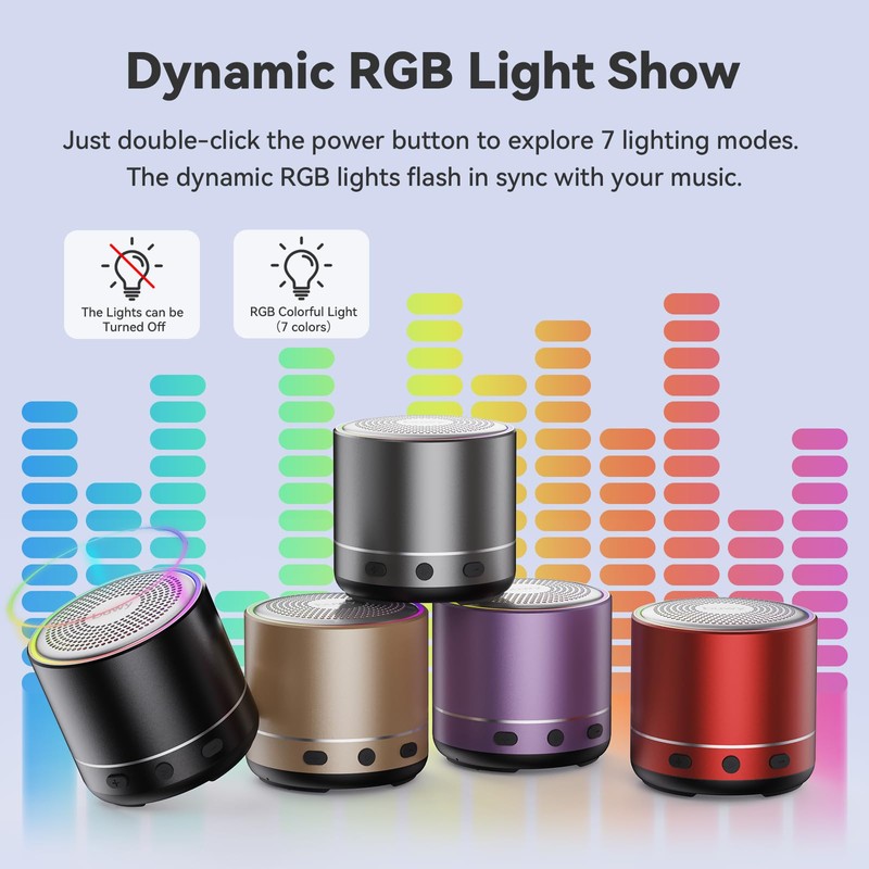 Mini Bluetooth Speaker, 2026 Ultra-Light Mini Bluetooth Speaker, IP7 Waterproof