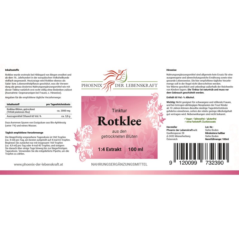 Red Clover Tincture, 100 ml, Trifolium Pratensis Drops (1:4 Extract),