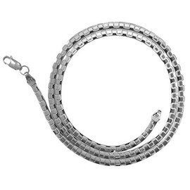 JOSCO 3mm Greek-Key Designed Herringbone Necklace Italian 925 Sterling Silver Chain 16,18,20 Inches (18 Inches)