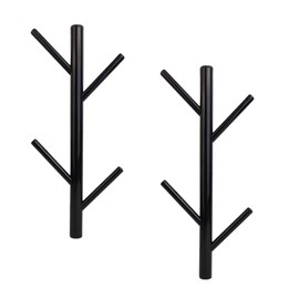 Acteomsly 2-Pack Coat Rack Wall Mount,Vertical Coats Rack Holder Hanger with 4 Hooks,Metal Tree Coat Racks for Hats, Jackets, Bags, Entryway Bedroom(Height 15.9")