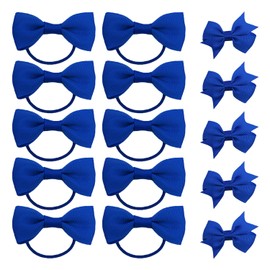 10 Bow Hair Ties, 5 Bow Hairpins, Blue Hair Accessories For Girls, Elastic Rubber Band Headband, Blue Bow Headwear, Clothing Accessories