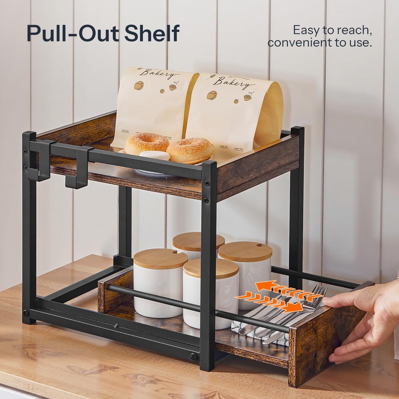 HOOBRO Kitchen Countertop Organizer, Corner Shelf Organizer, 2-Tier Spice Rack