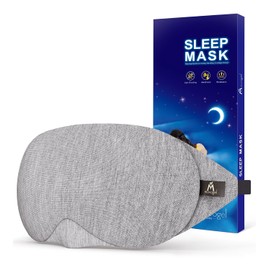 Mavogel Máscara de algodón para dormir - Diseño actualizado que bloquea la luz, suave y cómoda, ciegas de ojos para viajes/dormir/trabajo por turnos, incluye bolsa de viaje, gris