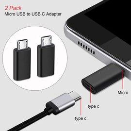 SHUBEIEUMI USB C Adapter(4 Pack), USBC Female to Micro USB Male Adapter 2Pack + USB C to Mini USB 2.0 Adapter 2Pack, Data Transfer Adapter for Galaxy S7/S7 Edge/S6/J7, LG G4-Black