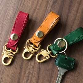 TAVARAT Tps-002 Keychain, Genuine Leather, Made in Japan, Himeji Leather, Belt Loop, Men's, Stylish, red