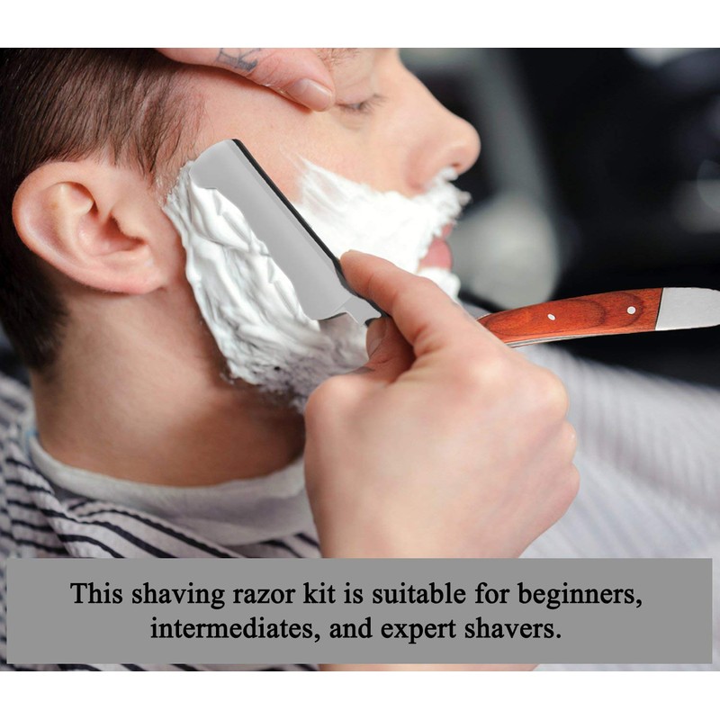 Professional Straight Razor Kit With Strop, Shaving Brush, Leather Strop