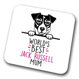 Jack Russell World's Best Mum Coaster Dog Mum Jack Russell Mum Friend Funny Gift for Birthday Christmas, Jack Russell Coaster