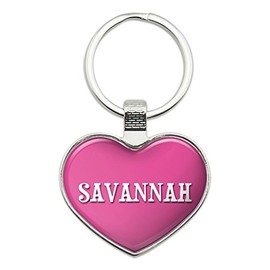 Graphics and More Metal Keychain Key Chain Ring Pink I Love Heart Name S-Z - Savannah