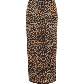 WearAll Women's Animal Leopard Spot Print Long Stretch Maxi Skirt 14 - Brown - 22-24