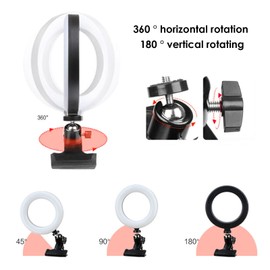 6inches RGB LEDs Selfie Ring Light with Clamp USB Operated 3 Colors Temperature Changing/ Different Lighting Modes/ Dimmable Brightness Adjustable& Illuminating Angle Adjustable for Laptop PC Monitor Video Meeting Makeup Live Show