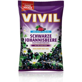 Vivil Fruity Cough Drops Blackcurrant, with 11 Different Herbs, Sugar and Lactose-Free, 120g / 4,23 Oz